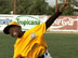 A Curaçao pitcher practices his fast ball, or maybe a curve ball, in one of their demanding team practices.